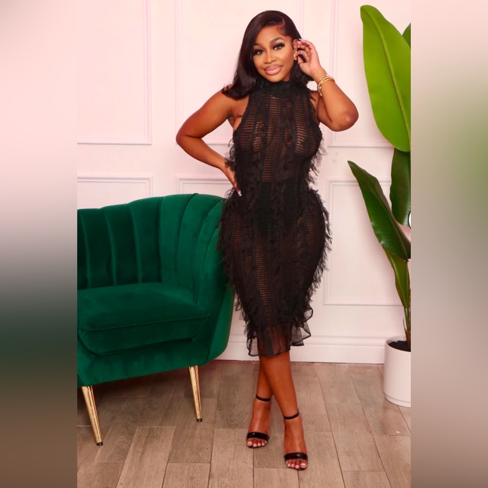 Black Fringe Me Dress
